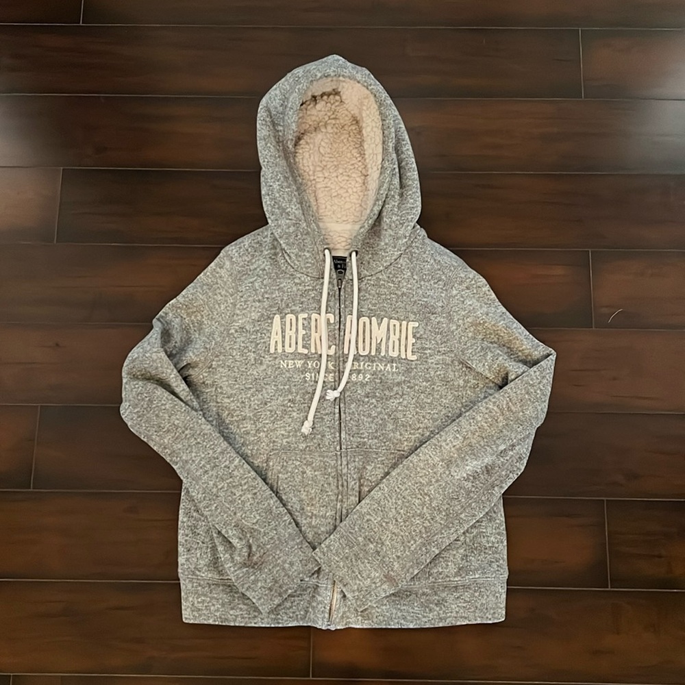 Abercrombie & Fitch full zip, gray, Sherpa lined, hoodie Womens Small